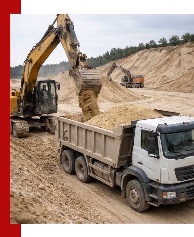 Доставка карьерного песка с самосвалами и разгрузкой в Прохладном