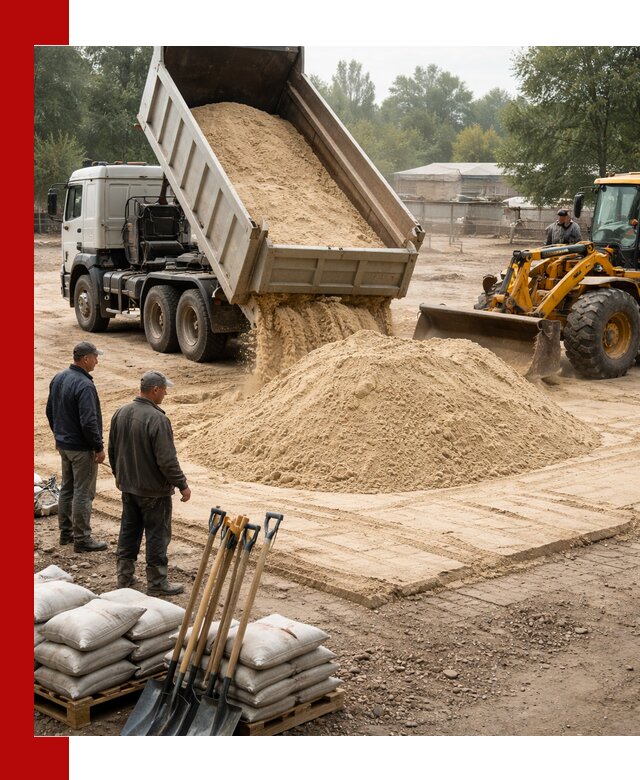 Доставка мытого песка в Прохладном с самосвалами по выгодной цене