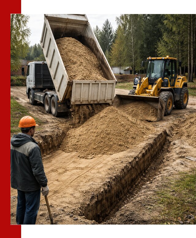 Доставка песчаного грунта в Прохладном для строительных работ