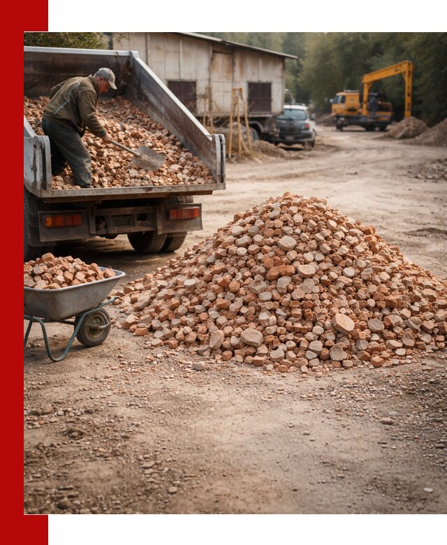 Доставка и подушка из боя кирпича с разгрузкой в Прохладном