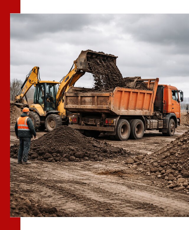 Вывоз грунта и строительного мусора в Прохладном грузовыми самосвалами