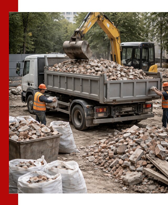 Вывоз строительного мусора в Прохладном с самосвалами и контейнерами