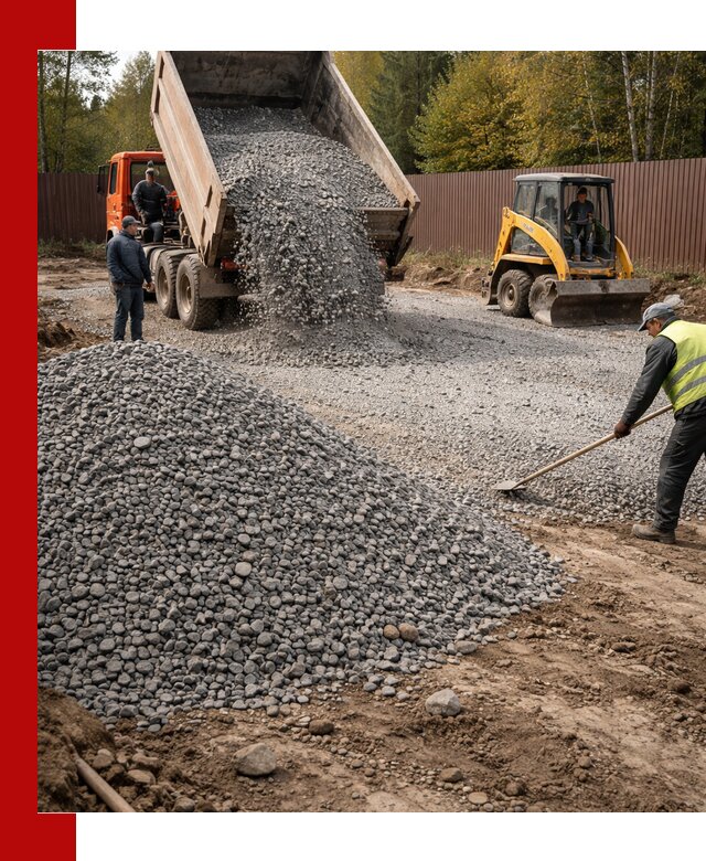 Отсыпка участка щебнем с доставкой и уплотнением в Прохладном